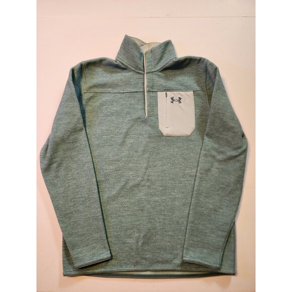 Under Armour Sweater Mens Medium Green Specialist Henley 2.0 Loose Long Sleeve - Picture 1 of 10